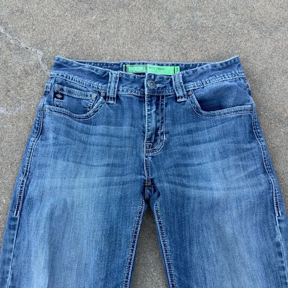 Rock & Roll Pistol Straight Regular Jeans Men's 30x34 Thick Stitch Cowboy Denim